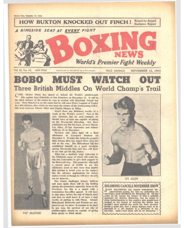 Boxing News magazin 12.11.1954 Download pdf