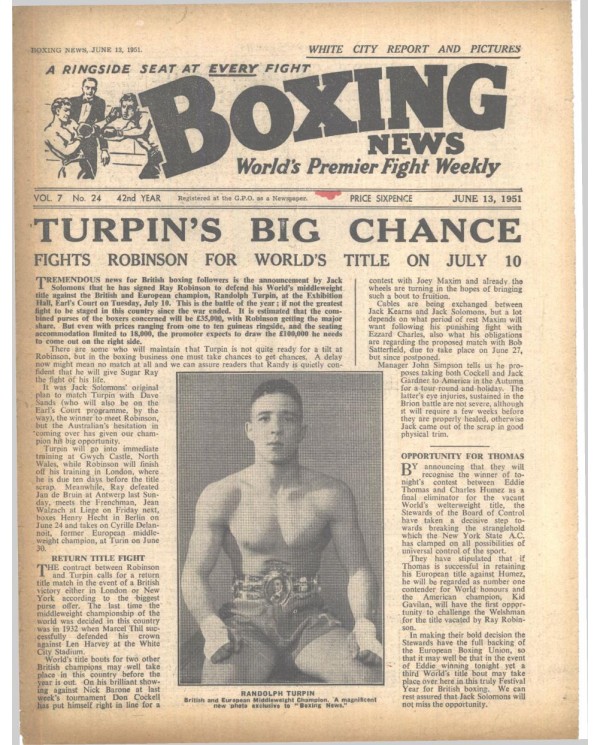 Boxing News magazin 13.6.1951 Download pdf