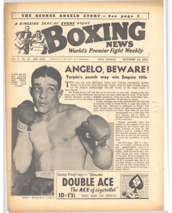 Boxing News magazine 15.10.1952 Download pdf
