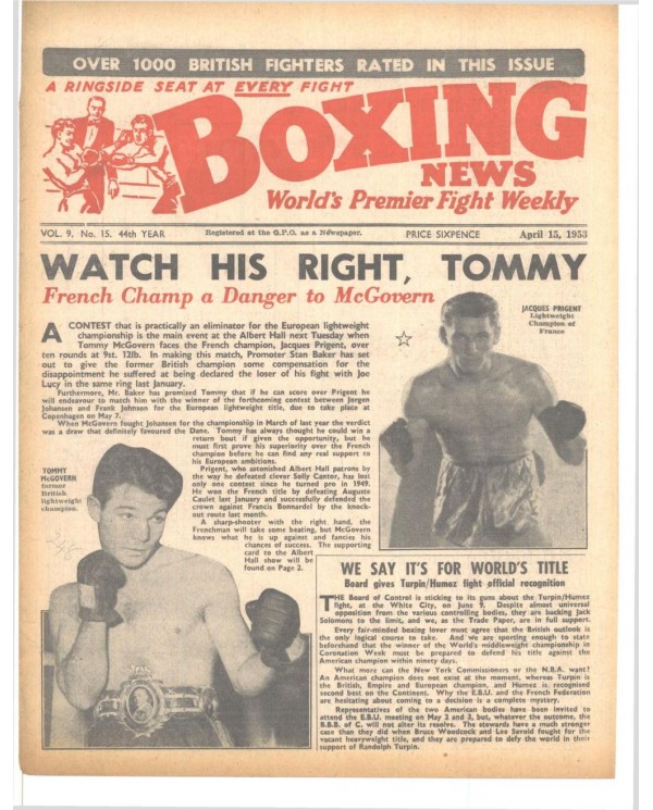 Boxing News magazin 15.4.1953 Download pdf