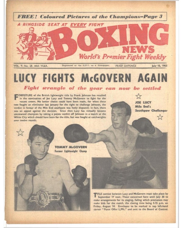 Boxing News magazin 15.7.1953 Download pdf