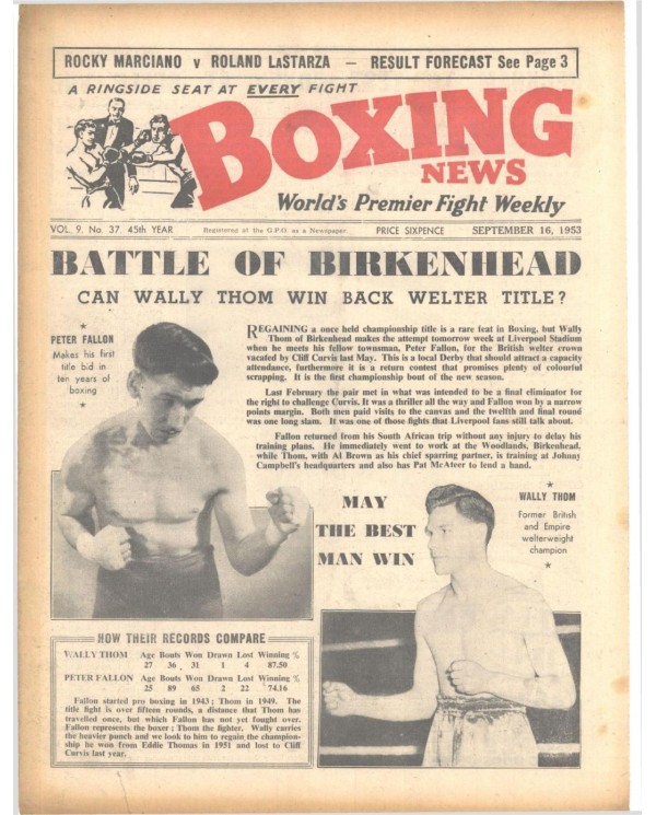 Boxing News magazin 16.9.1952 Download pdf