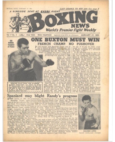 Boxing News magazine 17.1.1951 Download pdf