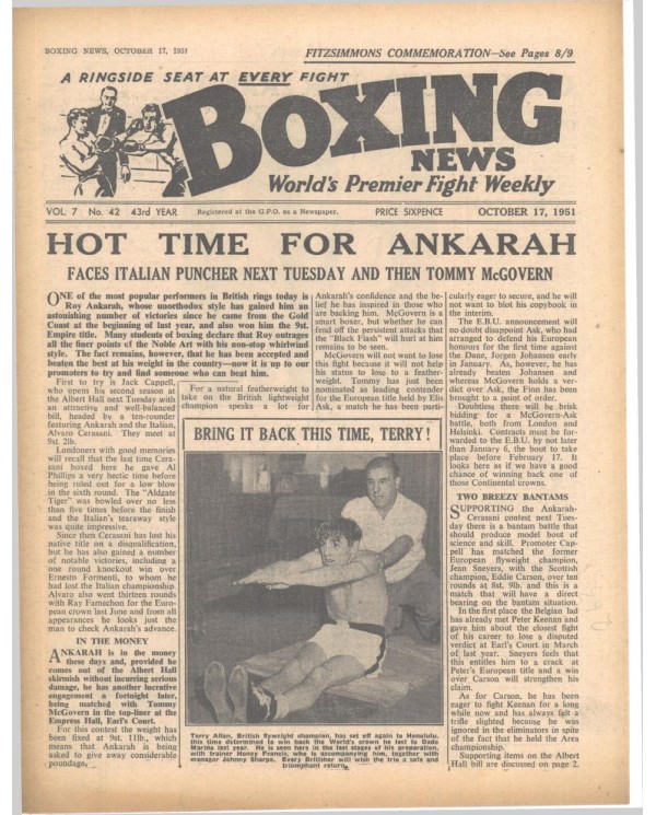 Boxing News magazine 17.10.1951 Download pdf