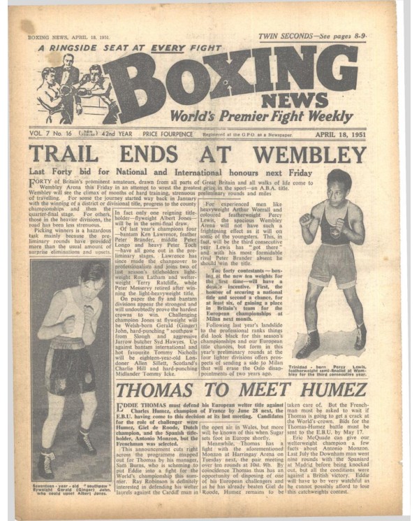 Boxing News magazine 18.4.1951 Download pdf
