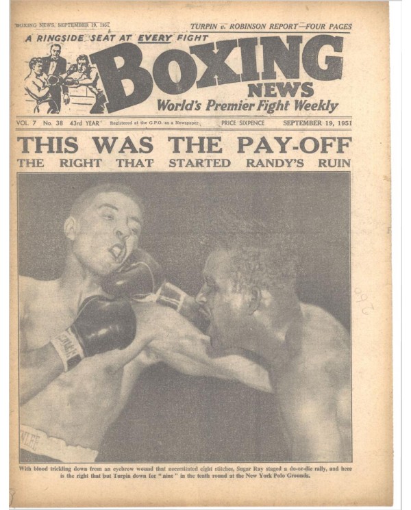 Boxing News magazine 19.9.1951 Download pdf