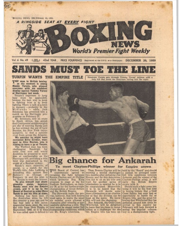 Boxing News magazine 20.12.1950 Download pdf