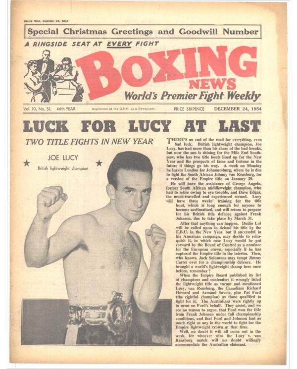 Boxing News magazin 24.12.1954 Download pdf