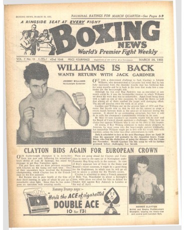 Boxing News magazine 28.3.1951 Download pdf