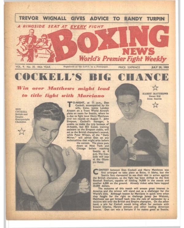 Boxing News magazin 29.7.1953 Download pdf