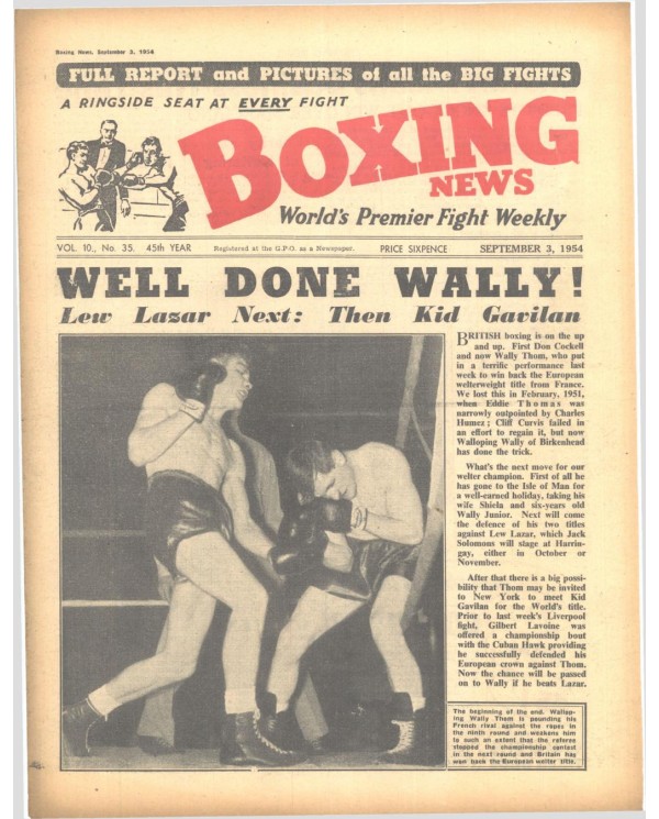 Boxing News magazin 3.9.1954 Download pdf