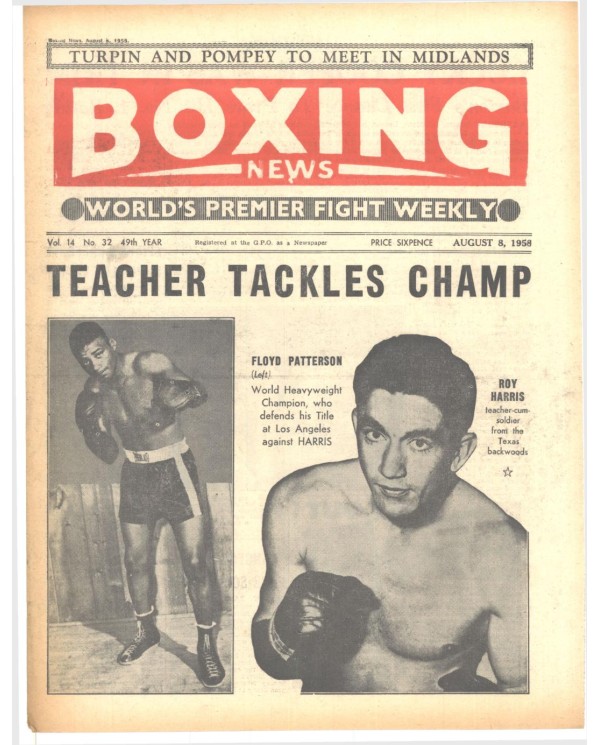 Boxing News magazine 8.8.1958 Download pdf