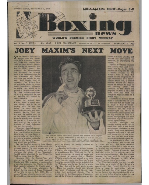 Boxing News magazine 1.2.1950 Download pdf