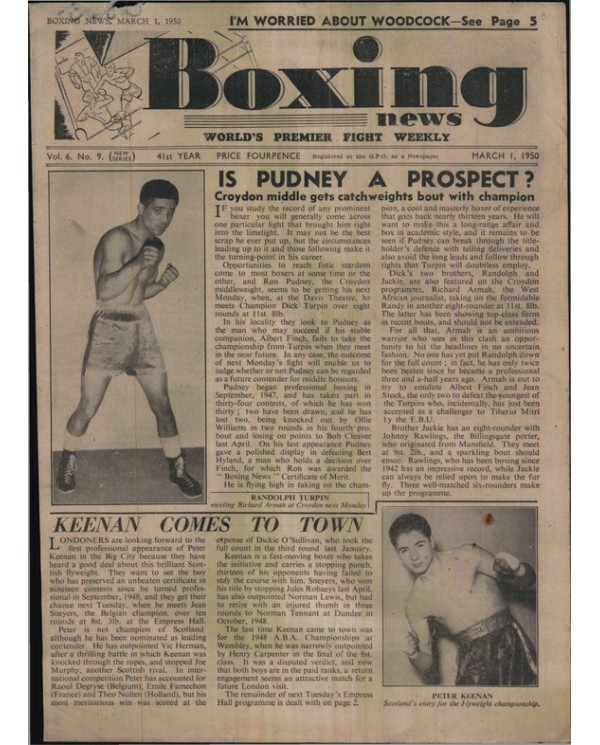 Boxing News magazine 1.3.1950 Download pdf
