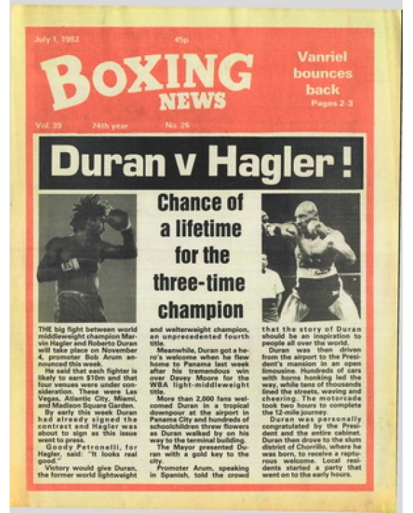 Boxing News magazine 1.7.1983 Download pdf