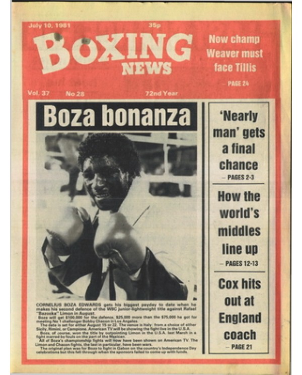 Boxing News magazine 10.7.1981 Download pdf