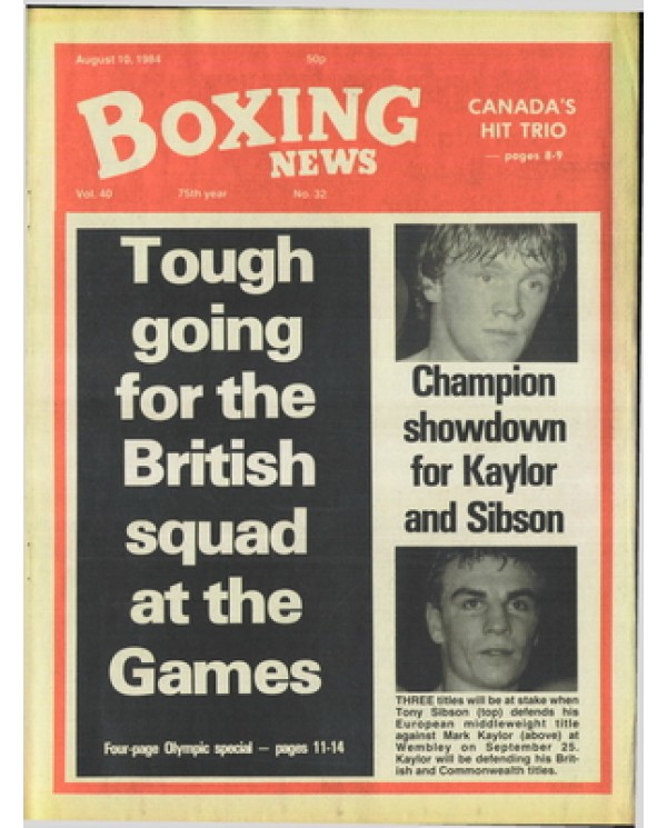 Boxing News magazine 10.8.1984 Download pdf