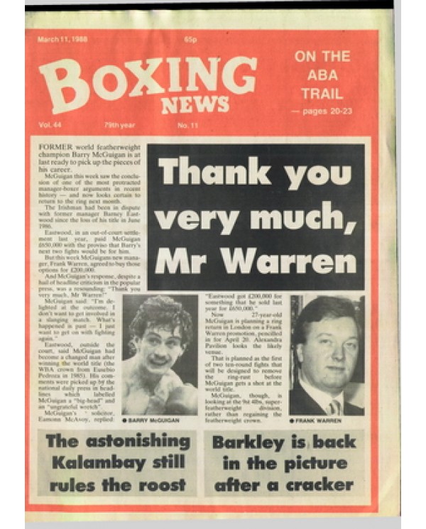 Boxing News magazine 11.3.1988 Download pdf