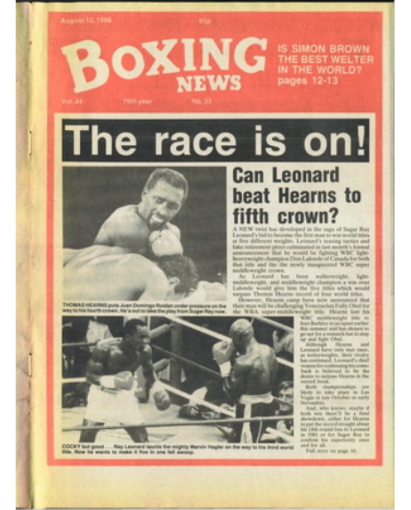 Boxing News magazine 12.8.1988 Download pdf