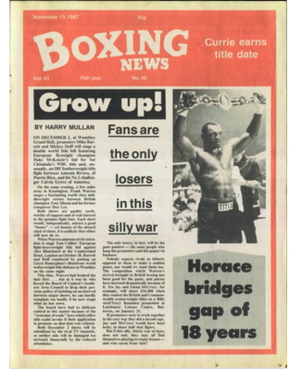 Boxing News magazine 13.11.1987 Download pdf