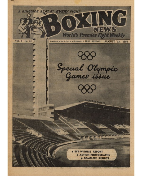 Boxing News magazine 13.8.1952 Download pdf