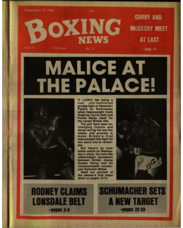 Boxing News magazine 13.9.1985 Download pdf