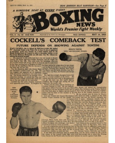 Boxing News magazine 14.5.1952 Download pdf