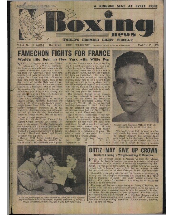 Boxing News magazine 15.3.1950 Download pdf