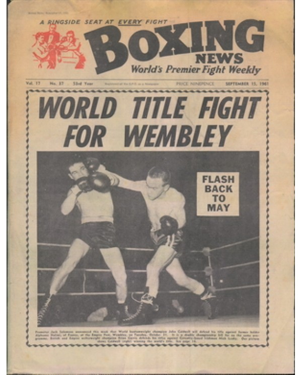 Boxing News magazine 15.9.1961  Download pdf