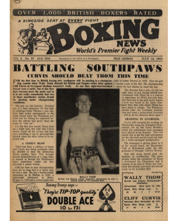 Boxing News magazine 16.7.1952 Download pdf