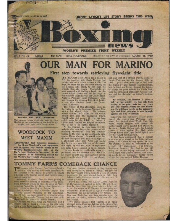 Boxing News magazine 16.8.1950 Download pdf