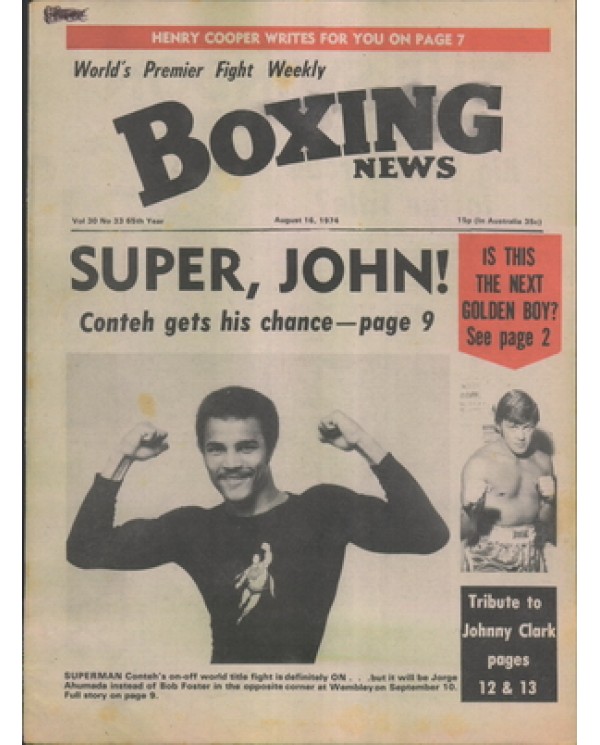 Boxing News magazine 16.8.1974  Download pdf