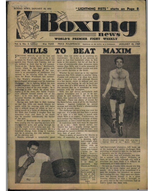 Boxing News magazine 18.1.1950 Download pdf