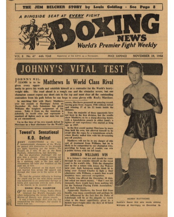 Boxing News magazine 19.11.1952 Download pdf