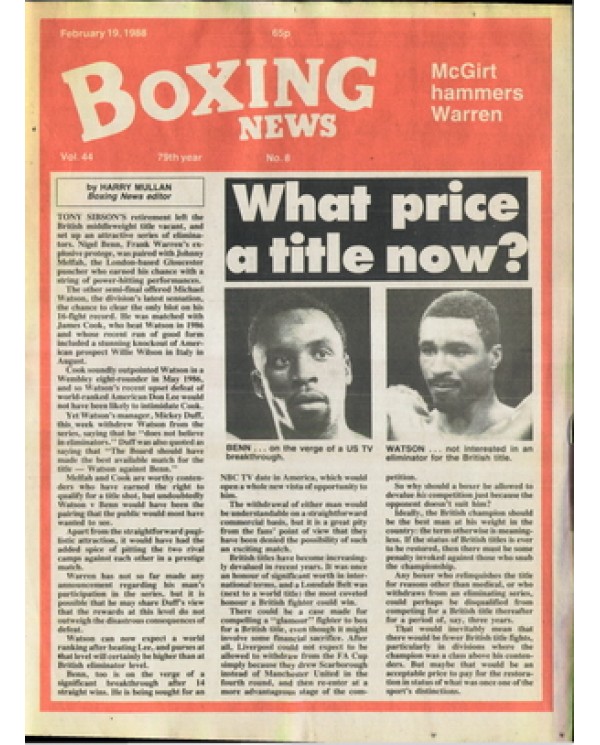 Boxing News magazine 19.2.1988 Download pdf