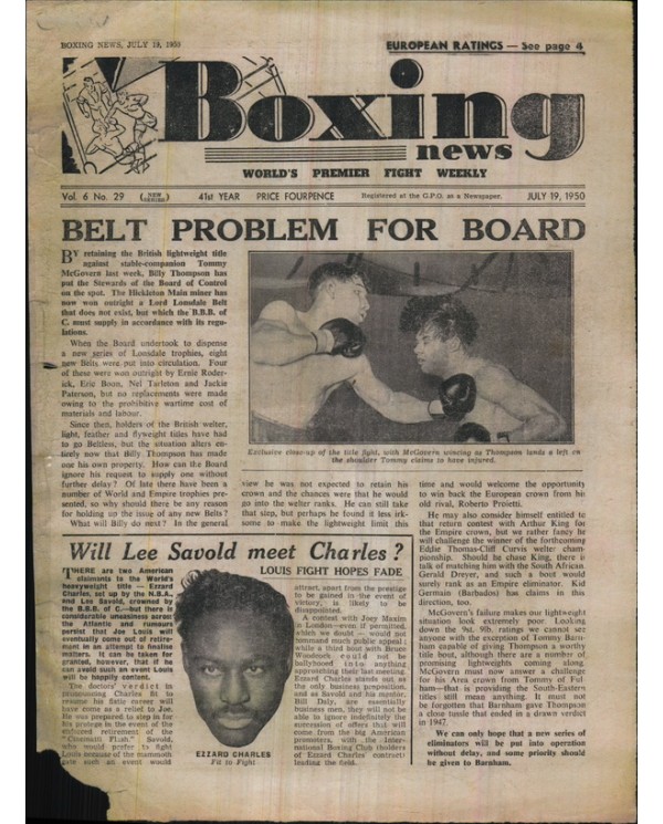 Boxing News magazine 19.7.1950 Download pdf