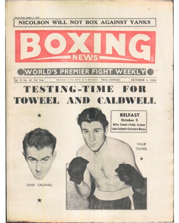 Boxing News magazine 2.10.1959 Download pdf