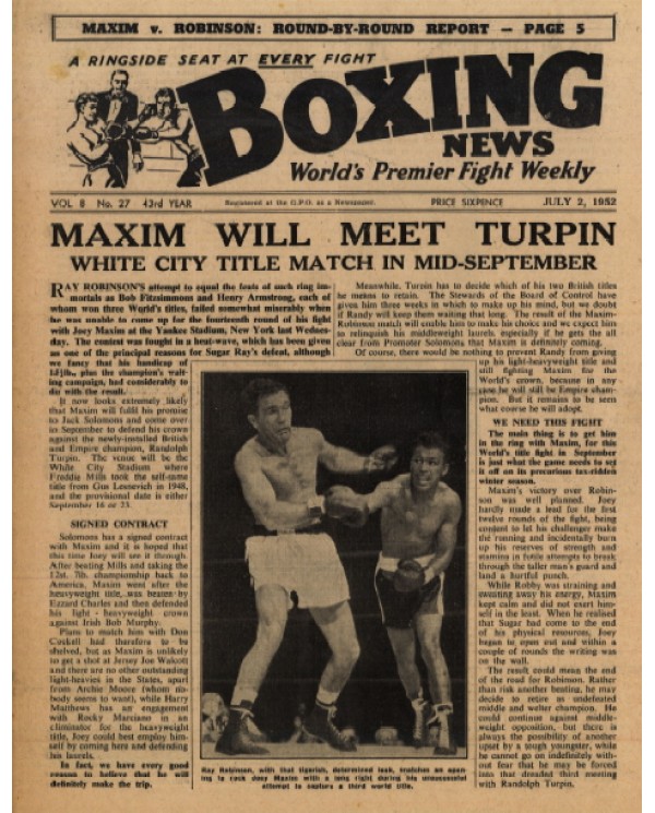 Boxing News magazine 2.7.1952 Download pdf