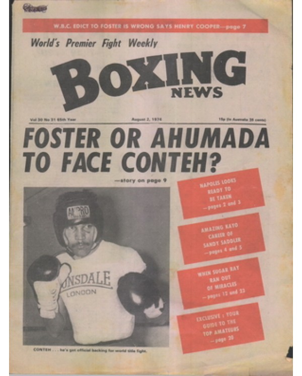 Boxing News magazine 2.8.1974  Download pdf