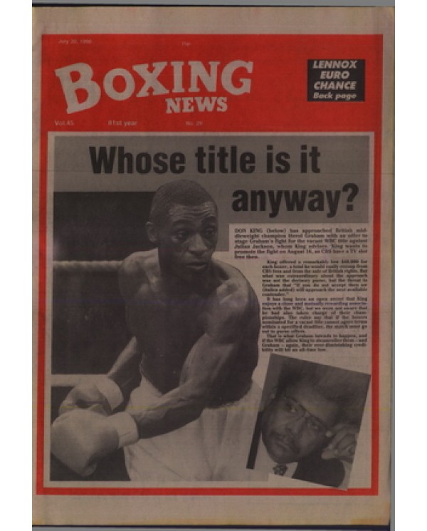 Boxing News magazine 20.7.1990 Download pdf