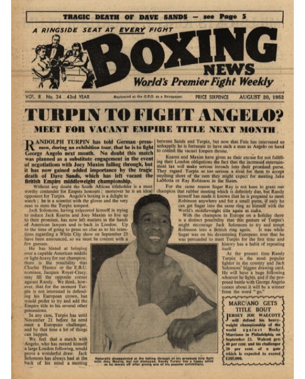 Boxing News magazine 20.8.1952 Download pdf