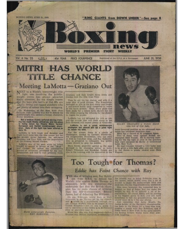 Boxing News magazine 21.6.1950 Download pdf