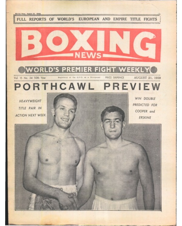 Boxing News magazine 21.8.1959 Download pdf