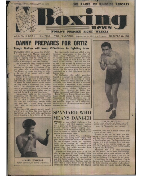 Boxing News magazine 22.2.1950 Download pdf