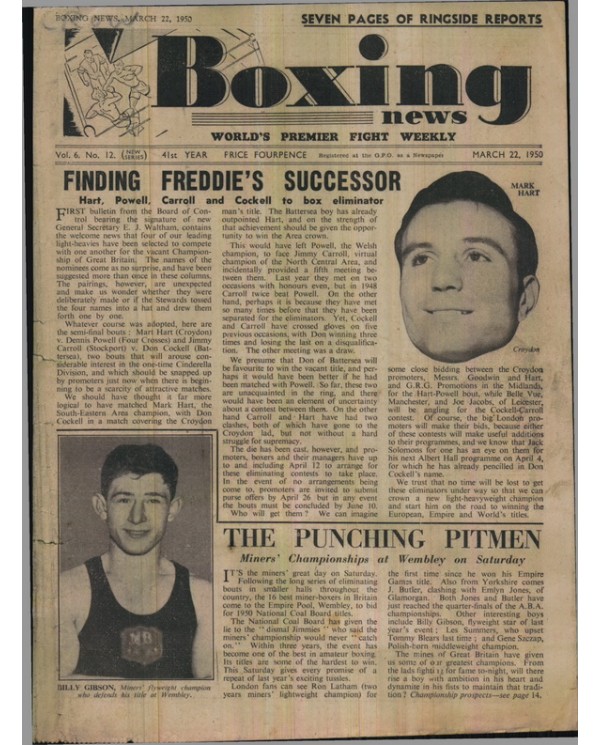 Boxing News magazine 22.3.1950 Download pdf