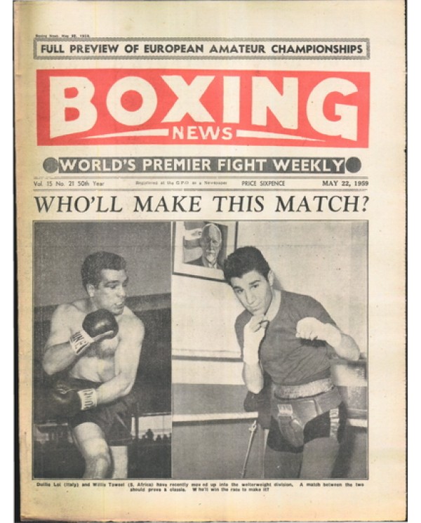 Boxing News magazine 22.5.1959 Download pdf