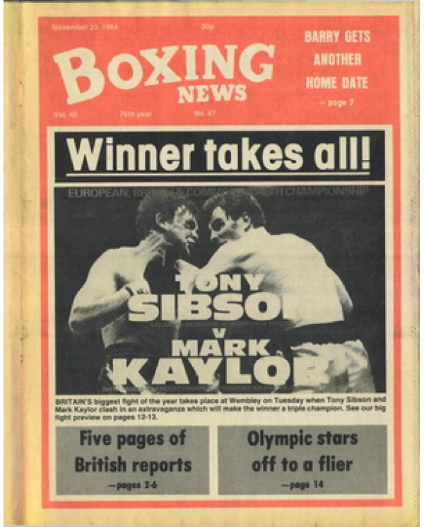 Boxing News magazine 23.11.1984 Download pdf