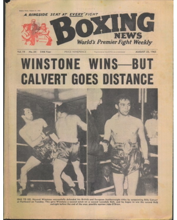 Boxing News magazine 23.8.1963 Download pdf