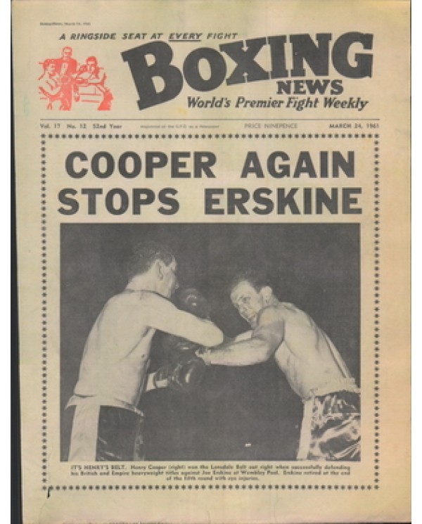 Boxing News magazine 24.3.1961  Download pdf