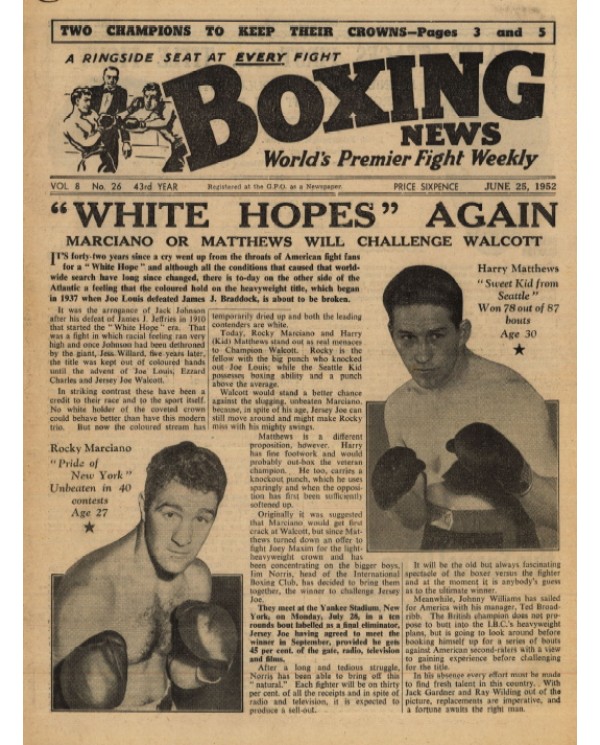 Boxing News magazine 25.6.1952 Download pdf